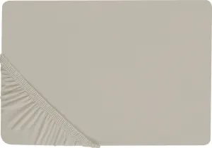 Простыня на резинке BELIANI, серо-коричневый хлопок, 140 x 200 см, с высокой эластичной резинкой, высота кармана 30 см, современная, для матрасов, мебели для спальни, аксессуаров Beliani