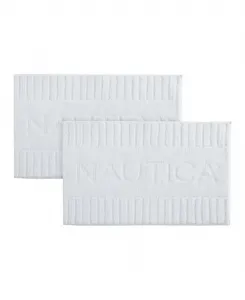 Комплект из двух вязаных ковриков для ванной с логотипом, 51 x 81 см Nautica, белый