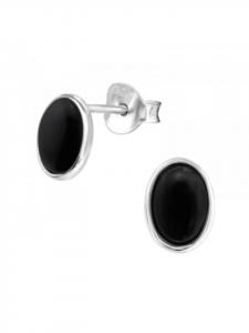 Alexander York Серьги-гвоздики, черные перламутровые серьги в оправе из серебра 925 пробы, комплект из 2 штук