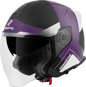 Реактивный шлем Bogotto h586 city-b, Black Matt/Purple/White