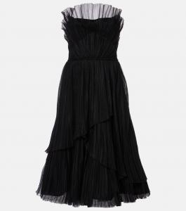 Коктейльное платье Dorea с плиссировкой и ярусами Costarellos, черный
