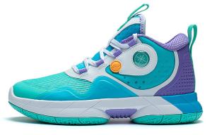 Детские баскетбольные кроссовки GS Mid-top флуоресцентный нефритово-зеленый / дельфиново-синий / светло-голубой фиолетовый Lining Young, зеленый