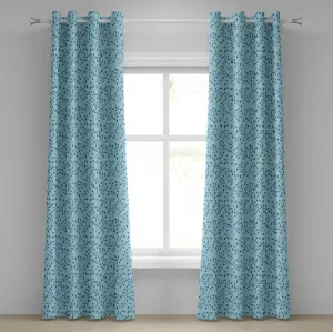 Штора на люверсах ABAKUHAUS Листья, синяя, декоративная, силуэтная, листья с ягодами, вдохновленная деревенским стилем, декоративная, двухпанельная, 280 см x 175 см, цвет: синий, светло-голубой Abakuhaus