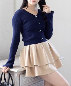 Вязаный кардиган с ленточками и пуговицами