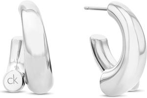 Женские украшения Calvin Klein - серьги-кольца CK Spiral - нержавеющая сталь - модный аксессуар на каждый день - подарок для нее, Silver-Small