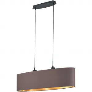 Мой домашний подвесной светильник Pendelleuchte Josie E27, 1 шт., двухрожковый, абажур цвета тауп с золотистой внутренней частью My Home, серо-коричневый
