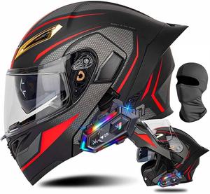 Шлем модульный Guenzo с двумя козырьками, черный / красный