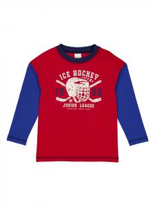 Fred´s World by GREEN COTTON Футболка с длинными рукавами «Хоккей на льду» красно-синего цвета