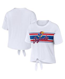 Женская белая укороченная футболка в полоску спереди с узлом Kansas Jayhawks WEAR by Erin Andrews, белый