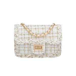 Шерстяная сумка через плечо, женская сумка кросс-боди бело-черная LOUIS ROYALN, черная с фирменной упаковочной сумкой