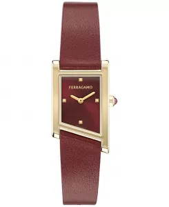 Женские швейцарские часы Asymetrique с бордовым кожаным ремешком, 22x36 мм Ferragamo