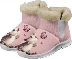 Зимние ботинки chaqlin, снегоступы, с широкой плоской подошвой для женщин, противоскользящие, сохраняющие тепло, мягкие, широкие, легкие, с фланелевой подкладкой, удобные плюшевые ботинки, Cute Cat Butterfly