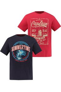 Классическая футболка JP1880 Shirt, цвет navy/light blue/red