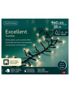 Lumineo Отличная светодиодная гирлянда Twinkle 960, 15 м, черный кабель, теплый белый свет