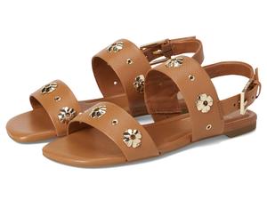 Сандалии Kate Spade New York Spade Flower Stud Pebbled Leather Flat Sandals, Saddle