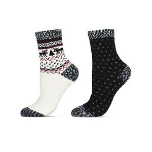 2 пары женских носков Fairisle Border Cloud Soft Crew Memoi, Black