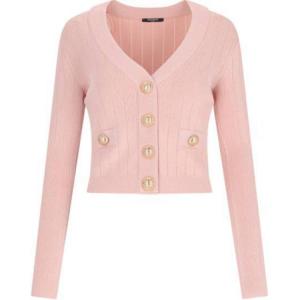 Кардиган с пуговицами и резинкой BALMAIN, розовый