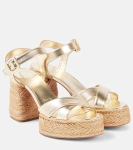 Калякала 85 босоножки на платформе из металлизированной кожи Christian Louboutin, Platine/Lin Platine