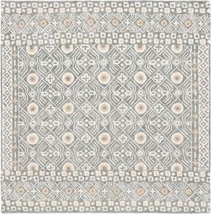 Ковер SAFAVIEH, 153 x 153 см, коллекции Micro-Loop — Silver & Ivory, ручной работы из шерсти, идеально для гостиной, столовой, спальни (MLP801G-5SQ)