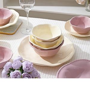 Modengzhufu набор чашек и тарелок, кремовый, керамическая посуда для дома, рельефные чаши и тарелки, 5 дюймов (12.7 см), молочно-белый