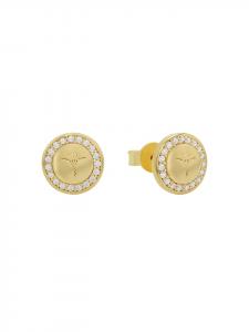 JOOP! Серьги-гвоздики из стерлингового серебра 925 пробы, покрытые желтым золотом