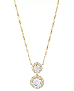Ожерелье с подвеской в виде круглого ореола из кубического циркония золотистого оттенка, 16 дюймов + 2 дюйма, создано для Macy's. Eliot Danori, gold