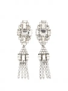 Серьги-бижутерия с кисточками Alessandra Rich, серебряный