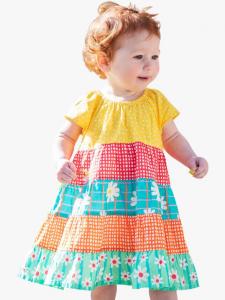 Детское платье Dorothy из органического хлопка с ярусами Frugi, Rainbow Hotchpotch