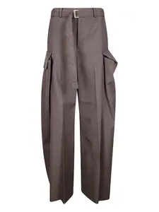 Брюки с пряжкой Sacai, коричневый