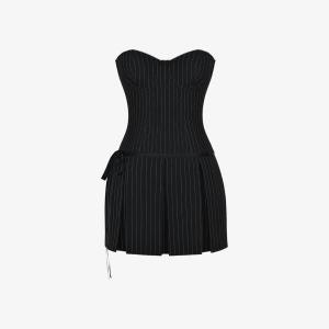 Мини-Платье без бретелек в тонкую полоску из эластичной ткани Mistress Rocks, черный
