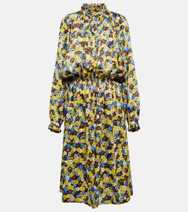 Платье с длинными рукавами и цветочным принтом Plan C, желтый