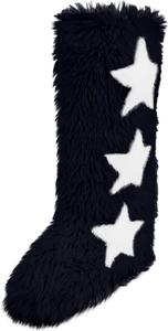 Женские зимние высокие сапоги с искусственным мехом до колена, теплые снежные сапоги с плюшевым мехом, на плоском каблуке, модель для верховой езды Zzalalana, Black