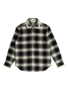 Клетчатая вышитая рубашка Golden Goose Kids, черный