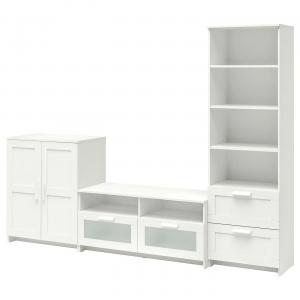 Комбинация для хранения телевизора BRIMNES IKEA, 258x41x190 см, белый