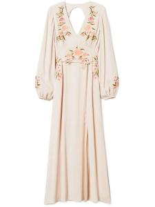 TWINSET платье макси с цветочной вышивкой, нейтральный
