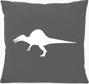 Подушка для дивана Huuraa Спинозавр, подарочная, 40x40 см, с наполнителем из хлопка стального серого цвета, сувенир Спинозавр Hellweg Druckerei