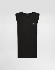 Оверсайз хлопковая майка с биркой Dolce & Gabbana, черный