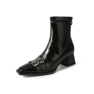 Echo&yolo Черно-хаки женские ботинки на щиколотку, цвет Black