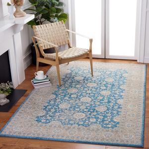 Ковер SAFAVIEH, 244 x 305 см, Sofia Collection Blue/Beige SOF330M в стиле бохо, племенной, восточный, с эффектом потертости, без линьки, для гостиной, столовой, спальни