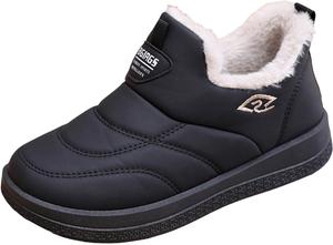 Женские зимние ботинки для снега с утеплителем и меховой подкладкой, водонепроницаемые, для улицы, ортопедические, удобные, на молнии, с поддержкой свода стопы, легкие, походные кроссовки Generic, 2-Black