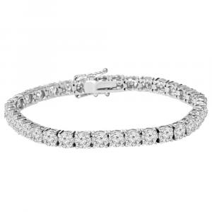 Теннисный браслет с сертифицированным натуральным бриллиантом 9 карат, белое золото 14 карат, 7 дюймов Pompeii2, 14K White Gold
