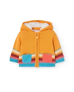 Детская куртка с передним карманом и съемным капюшоном Boboli, горчичный
