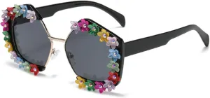 Модные солнцезащитные очки со стразами для женщин и мужчин, бриллиантовые солнцезащитные очки для панк-вечеринок, модель 1908 года Melrose, Black