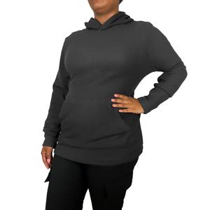 Женская термотолстовка с капюшоном Blue Ice свободного кроя из вафельной вязки, черный