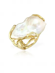 Кольцо из металла с жемчугом Obsidian, золотистый