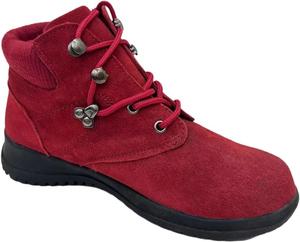 Generic Женские замшевые ботильоны, красные, с вязаным воротником, зимние ботинки на шнуровке с металлическими люверсами, удобная подошва на платформе