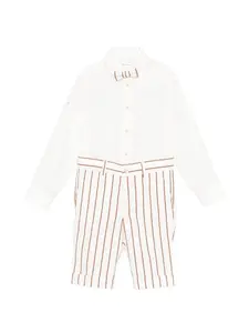 Полосатый костюм с бантом (набор из четырех предметов) Colorichiari, белый