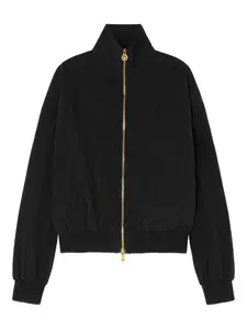 Куртка-бомбер с вышитым логотипом и ребристыми манжетами VERSACE, черный