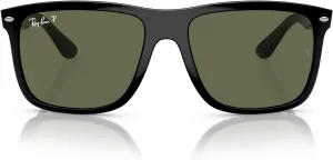 Женские солнцезащитные очки Ray-Ban RB4547F Boyfriend Two с низкой переносицей, квадратной формы, Black/Green Polarized