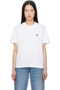 Белая хлопковая футболка Ami de Coeur AMI Paris